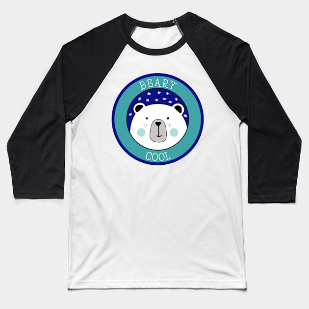 Cute Bear Illustration Animal Pun Baseball T-Shirt by IndigoLark